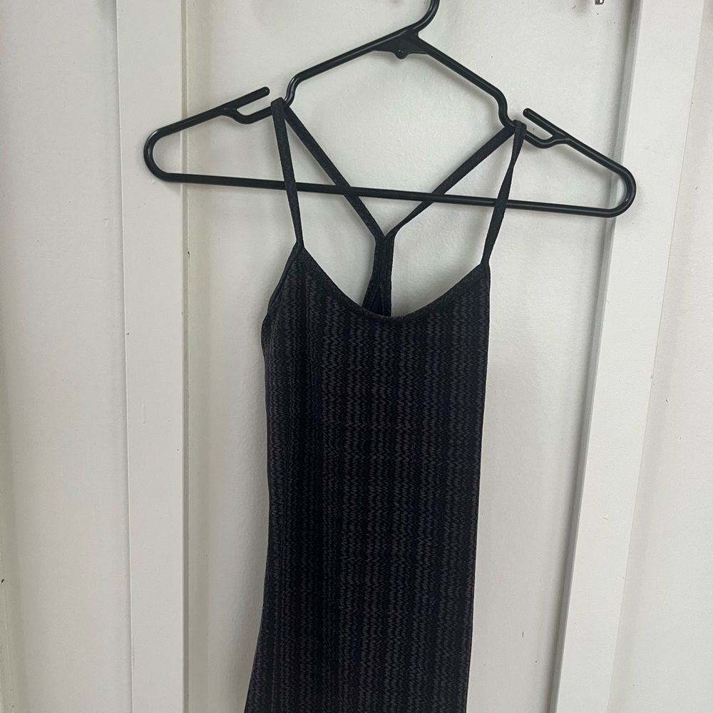 Lululemon Black and Grey Print Power Pose Racerback Tank Top